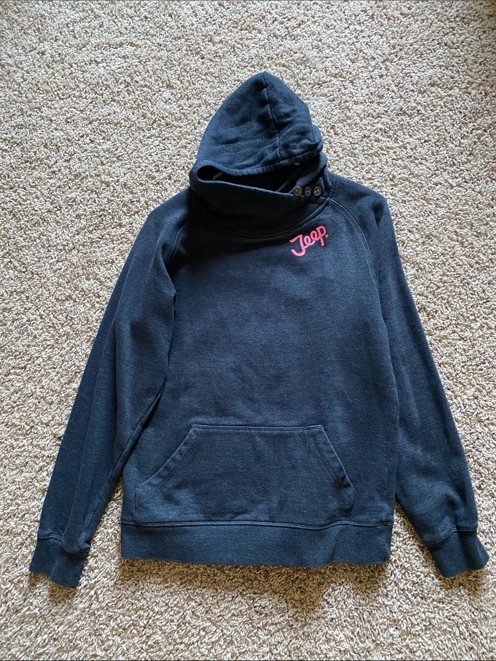 Jeep Black Hoodie with Pink Script Logo